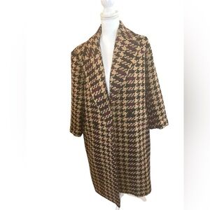 Ann Taylor long sleeve single breasted houndstooth tweed wool blend pea coat XLP